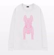 画像2: Bulldog Dog Print Long Sleeve T-Shirt　 ユニセックス 男女兼用 ブルドッグ犬プリントロングスリーブtシャツプリント  (2)