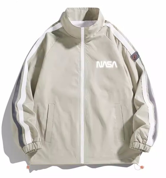 画像1: men's NASA× line stand color windbreaker jacket　ユニセックス 男女兼用NASAナサライン入りフーディウインドブレーカージャケット (1)