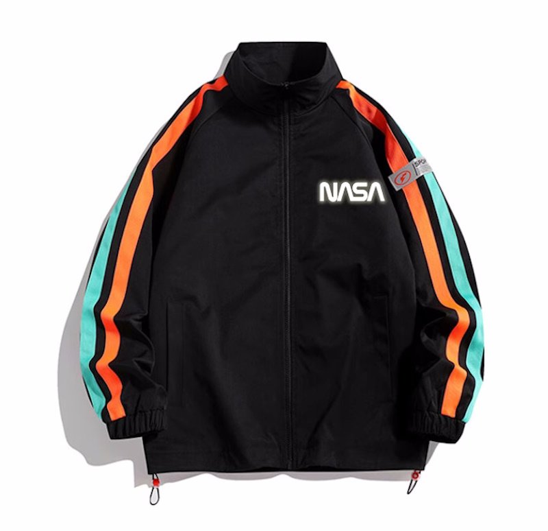 画像1: men's NASA× line stand color windbreaker jacket　ユニセックス 男女兼用NASAナサライン入りフーディウインドブレーカージャケット (1)