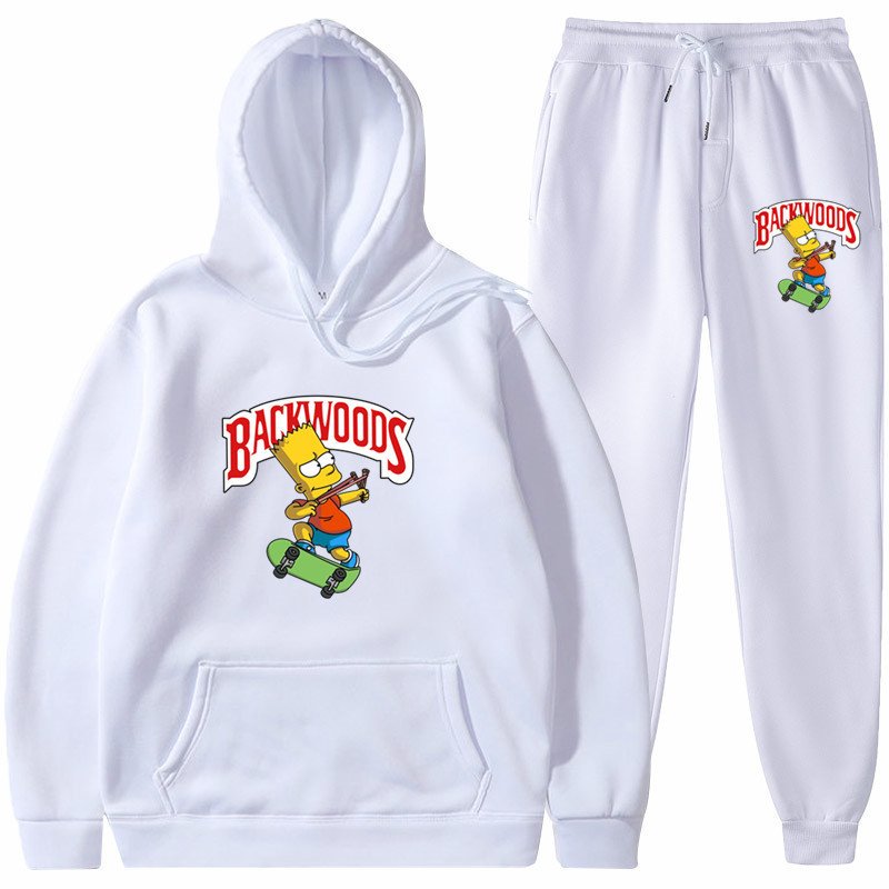 画像2: bart simpson print Backwoods set up ユニセックス男女兼用 バートシンプソンプリント セットアップフーディパーカースウェットト レーナー (2)