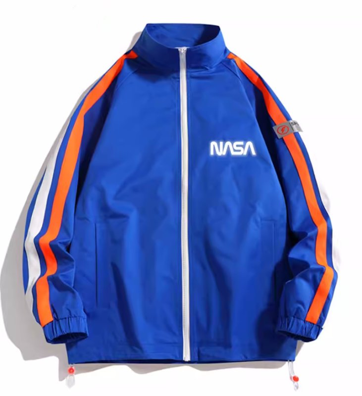 画像2: men's NASA× line stand color windbreaker jacket　ユニセックス 男女兼用NASAナサライン入りフーディウインドブレーカージャケット (2)