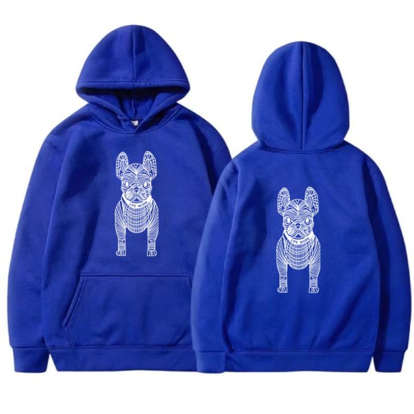 画像1: Bulldog Dog Print Long Sleeve  hoodie sweatshirt 　ユニセックス男女兼用 ブルドッグ犬プリントフーディパーカースウェット  トレーナー (1)