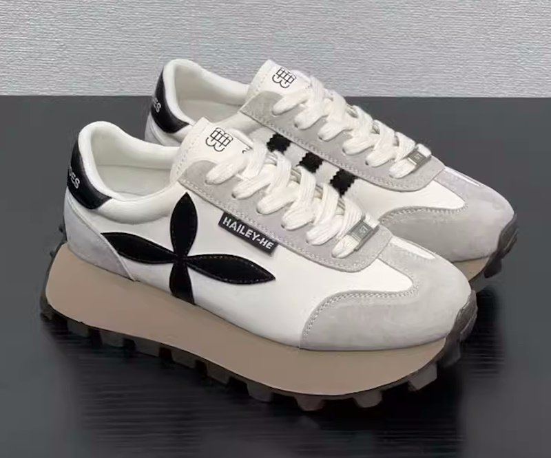 画像6: women's Real Leather Thick sole flower sneakers platform sneakers  本革 厚底プラットフォームフラワーレザーレースアップスニーカー (6)