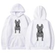 画像2: Bulldog Dog Print Long Sleeve  hoodie sweatshirt 　ユニセックス男女兼用 ブルドッグ犬プリントフーディパーカースウェット  トレーナー (2)