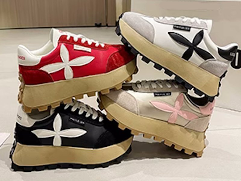 画像5: women's Real Leather Thick sole flower sneakers platform sneakers  本革 厚底プラットフォームフラワーレザーレースアップスニーカー (5)
