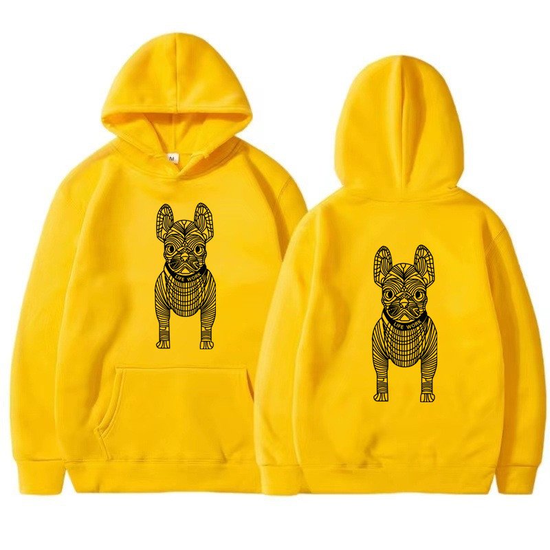 画像5: Bulldog Dog Print Long Sleeve  hoodie sweatshirt  ユニセックス男女兼用 ブルドッグ犬プリントフーディパーカースウェット  トレーナー (5)