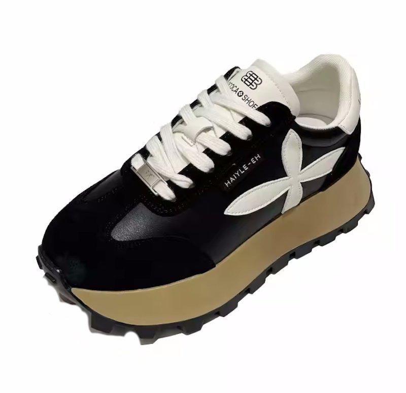 画像9: women's Real Leather Thick sole flower sneakers platform sneakers  本革 厚底プラットフォームフラワーレザーレースアップスニーカー (9)