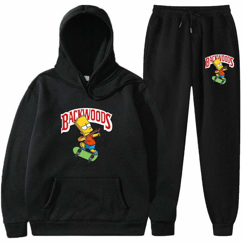 画像3: bart simpson print Backwoods set up ユニセックス男女兼用 バートシンプソンプリント セットアップフーディパーカースウェットト レーナー (3)