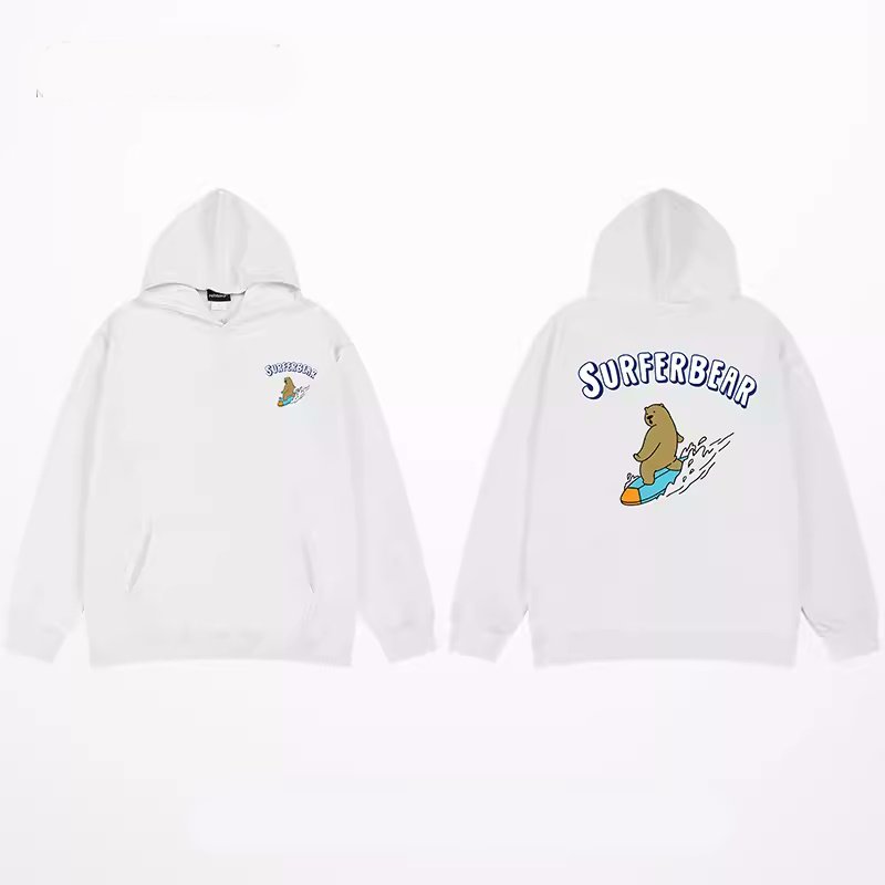 画像7: surfing bear print Long Sleeve hoodie sweatshirt 　ユニセックス男女兼用波乗りサーフィンベア熊 プリントフーディパーカースウェット  トレーナー (7)