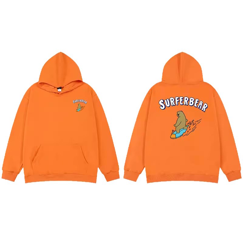 画像5: surfing bear print Long Sleeve hoodie sweatshirt 　ユニセックス男女兼用波乗りサーフィンベア熊 プリントフーディパーカースウェット  トレーナー (5)