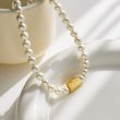 画像3: simple retro pearl clavicle chain vacuum plated  pearl necklace jewelrynecklace 　パール＆＆スクエアメタル チョーカーネックレス (3)