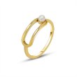 画像3: pearl personalized geometric loop ring finger ring　パールループリング指輪 ゴールド シルバー (3)