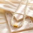 画像4: simple retro pearl clavicle chain vacuum plated  pearl necklace jewelrynecklace 　パール＆＆スクエアメタル チョーカーネックレス (4)