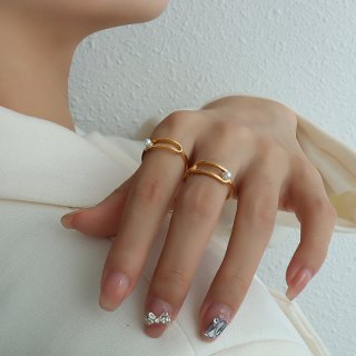 Unisex Silver Gold Bone Ring ボーンリング指輪 ゴールド
