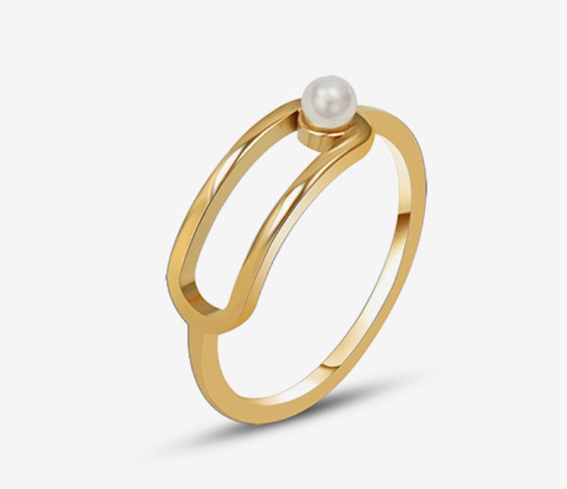 画像7: pearl personalized geometric loop ring finger ring　パールループリング指輪 ゴールド シルバー (7)