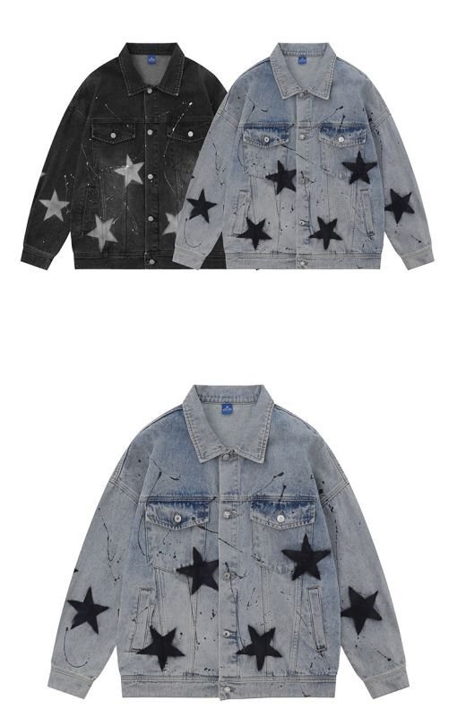 画像5: star & paint Denim G Jacket  ユニセックス 男女兼用スター星&ペイントデニムGジャンジャケット (5)