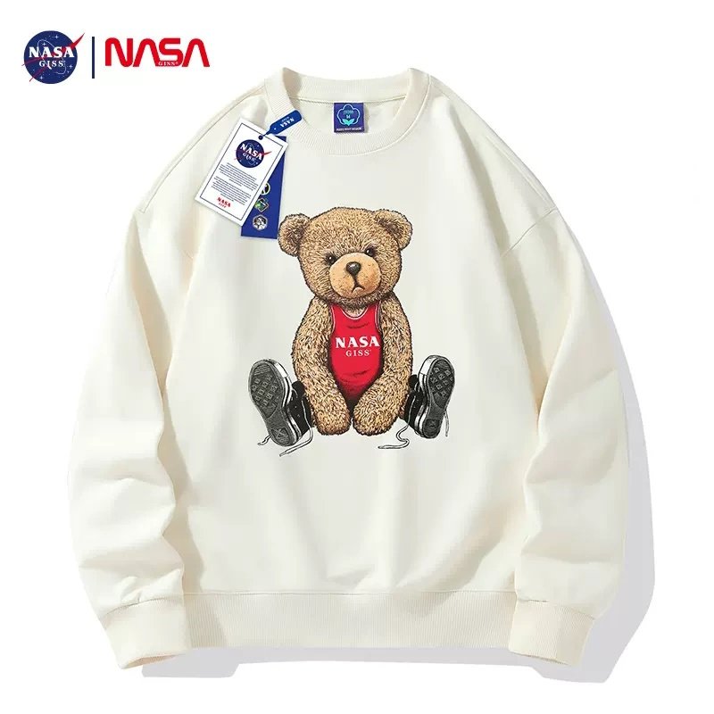 画像10: 23 Unisex NASA&Bear print sweatshirt 男女兼用  ユニセックス ナサ NASA & ベア 熊 長袖スウェット トレーナー (10)