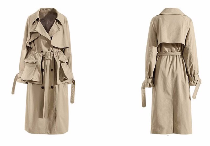 画像3: Women's double-breasted workwear British long coat 　ブリティッシュポケットポイントトレンチロング丈コート ジャケット (3)