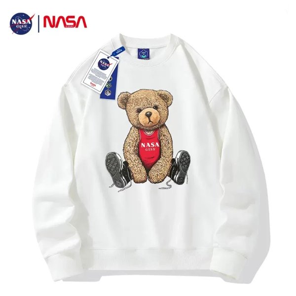 画像1: 23 Unisex NASA&Bear print sweatshirt 男女兼用  ユニセックス ナサ NASA ＆ ベア 熊 長袖スウェット トレーナー (1)