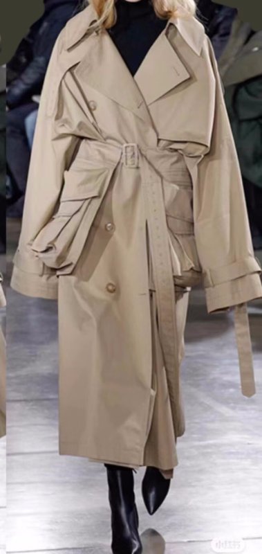 画像4: Women's double-breasted workwear British long coat 　ブリティッシュポケットポイントトレンチロング丈コート ジャケット (4)