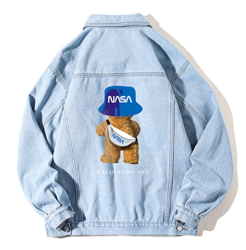 画像2: NASA x Walking Bear painted Denim G Jacket 　ユニセックス 男女兼用NASAナサ×ウォーキングベアデニムGジャンジャケット (2)