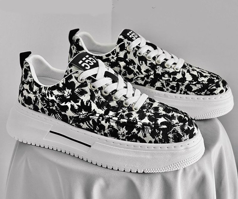 画像4: flower print lace-up  sneakers shoes 男女兼用 ユニセックスフラワープリントレースアップ スニーカー シューズ (4)