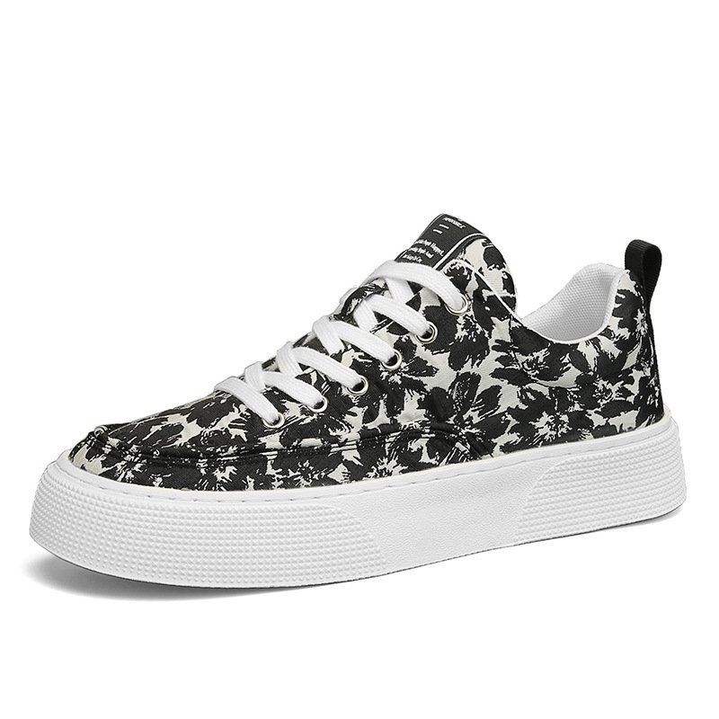 画像2: flower print lace-up  sneakers shoes 男女兼用 ユニセックスフラワープリントレースアップ スニーカー シューズ (2)