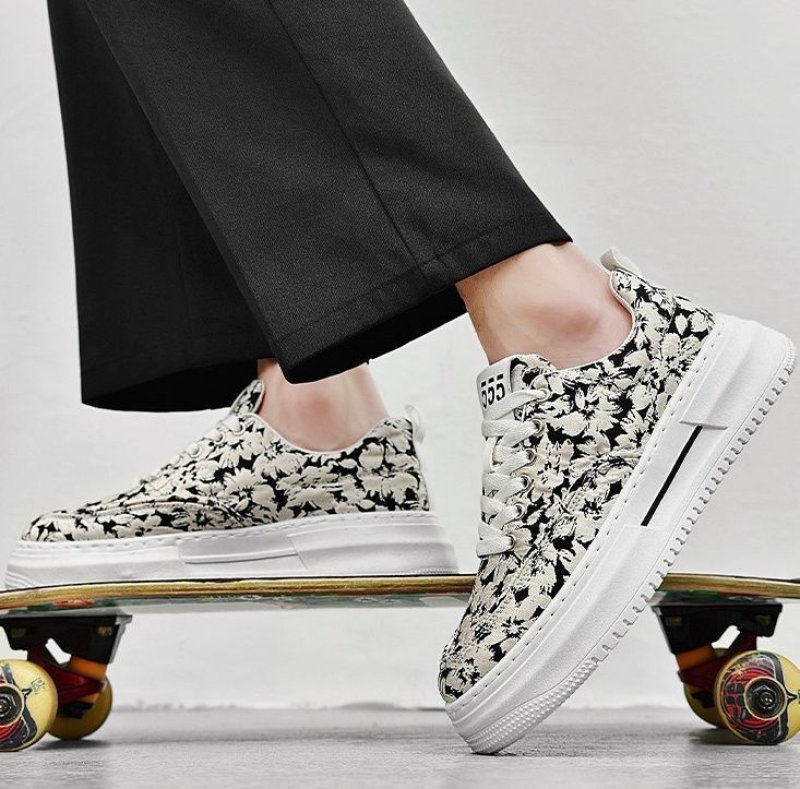 画像5: flower print lace-up  sneakers shoes 男女兼用 ユニセックスフラワープリントレースアップ スニーカー シューズ (5)
