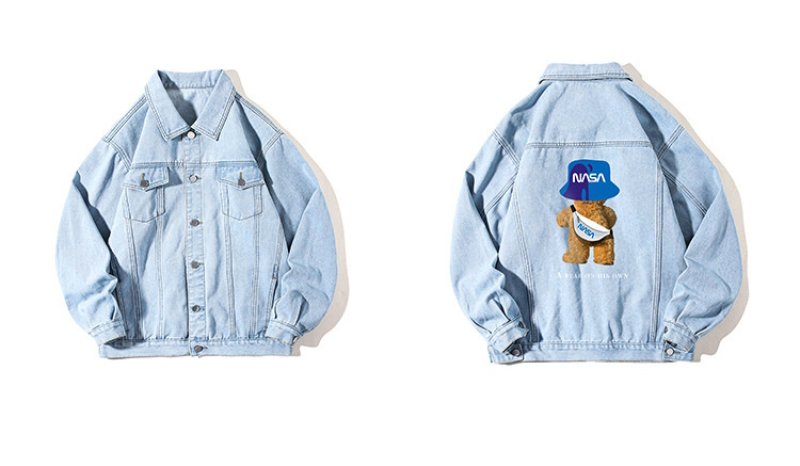 画像6: NASA x Walking Bear painted Denim G Jacket 　ユニセックス 男女兼用NASAナサ×ウォーキングベアデニムGジャンジャケット (6)