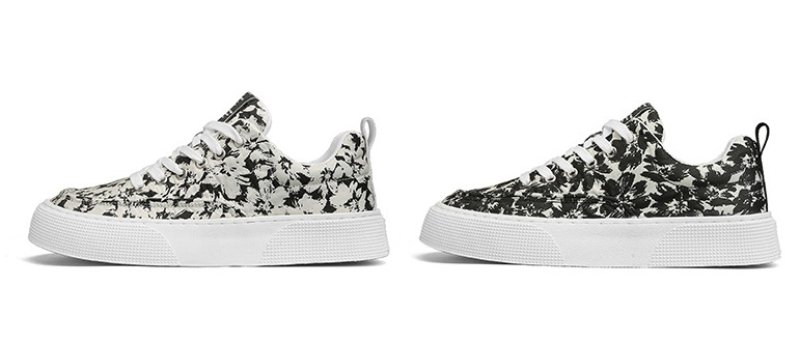 画像3: flower print lace-up  sneakers shoes 男女兼用 ユニセックスフラワープリントレースアップ スニーカー シューズ (3)
