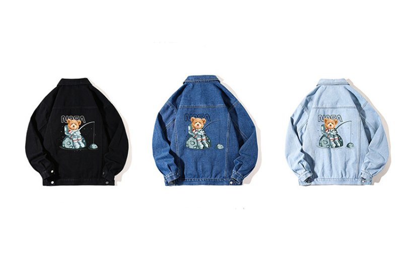 画像7: NASA x Fishing Astronaut Bear Denim G Jacket  ユニセックス 男女兼用NASAナサ×フィッシング宇宙飛行士ベアデニムGジャンジャケット (7)