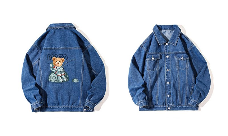 画像5: NASA x Fishing Astronaut Bear Denim G Jacket  ユニセックス 男女兼用NASAナサ×フィッシング宇宙飛行士ベアデニムGジャンジャケット (5)