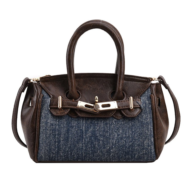 画像2: Woman’s  denim & leather mini Tote Shoulder Bag  デニム&レザー&ミニトートショルダーバッグ (2)