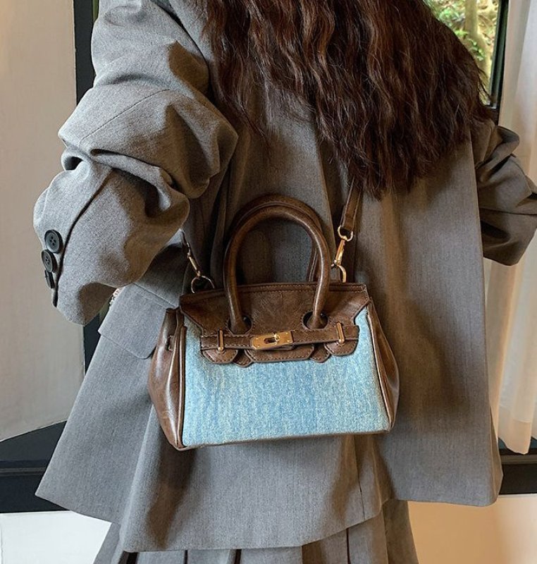 画像6: Woman’s  denim & leather mini Tote Shoulder Bag  デニム&レザー&ミニトートショルダーバッグ (6)