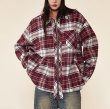 画像5: New Red Plaid  zip up G jacket Jacket 　ユニセックス 男女兼用レッドチェックジップアップジャケットスタジャンジャンバー (5)