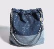 画像10: Woman’s denim & sequins quilting chain shoulder tote shoulder bag  　デニム＆スパンコールキルティングトートショルダーバッグ (10)