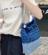 画像7: Woman’s denim & sequins quilting chain shoulder tote shoulder bag  　デニム＆スパンコールキルティングトートショルダーバッグ (7)