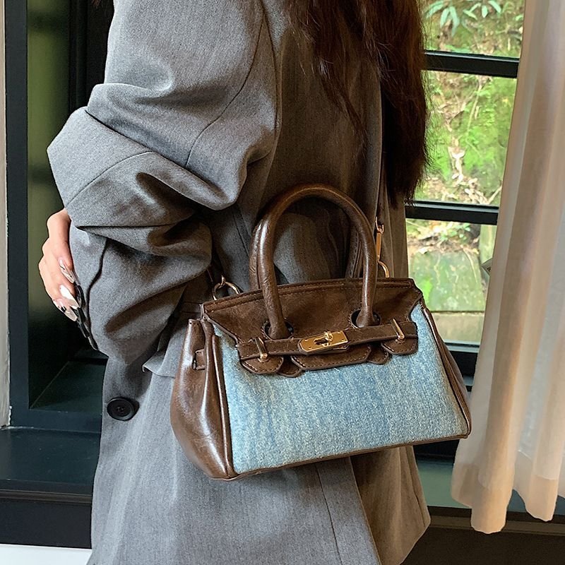 画像3: Woman’s  denim & leather mini Tote Shoulder Bag  デニム&レザー&ミニトートショルダーバッグ (3)