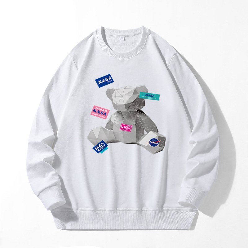 画像1:  UnisexNasa x Bearbrick x kaws print sweatshirt 男女兼用  ユニセックス ナサ NASA ＆ ベアブリック×カウズベア 熊 長袖スウェット トレーナー (1)