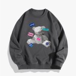 画像4:  UnisexNasa x Bearbrick x kaws print sweatshirt 男女兼用  ユニセックス ナサ NASA ＆ ベアブリック×カウズベア 熊 長袖スウェット トレーナー (4)