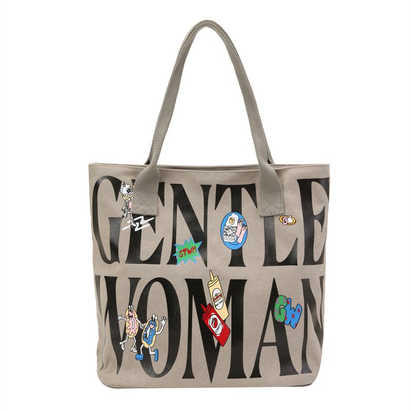 comic character print canvas tote shoulder bag コミック