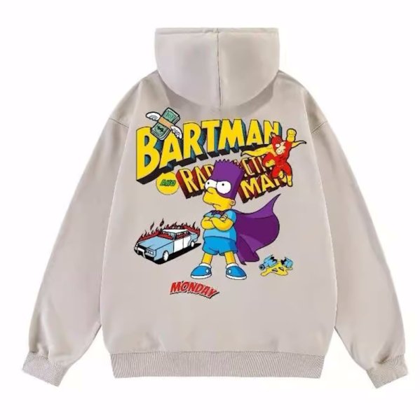 画像1: Bart Simpson x Batman print Long Sleeve hoodie sweatshirt 　ユニセックス男女兼用 バートシンプソン×バットマンプリントフーディパーカースウェット  トレーナー (1)