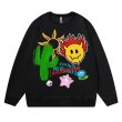 画像3:  Unisex Smile & Cactus graphic sweatshirt print sweatshirt 男女兼用  ユニセックス カクタスサボテン×スマイルグラフィック 長袖スウェット トレーナー (3)