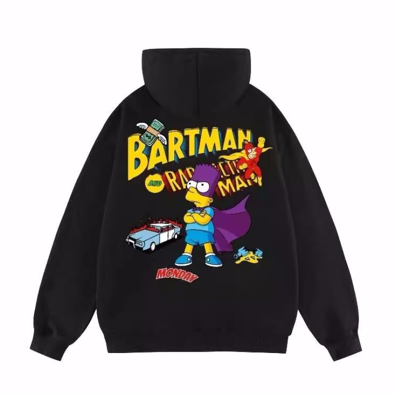 画像5: Bart Simpson x Batman print Long Sleeve hoodie sweatshirt 　ユニセックス男女兼用 バートシンプソン×バットマンプリントフーディパーカースウェット  トレーナー (5)