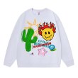 画像2:  Unisex Smile & Cactus graphic sweatshirt print sweatshirt 男女兼用  ユニセックス カクタスサボテン×スマイルグラフィック 長袖スウェット トレーナー (2)