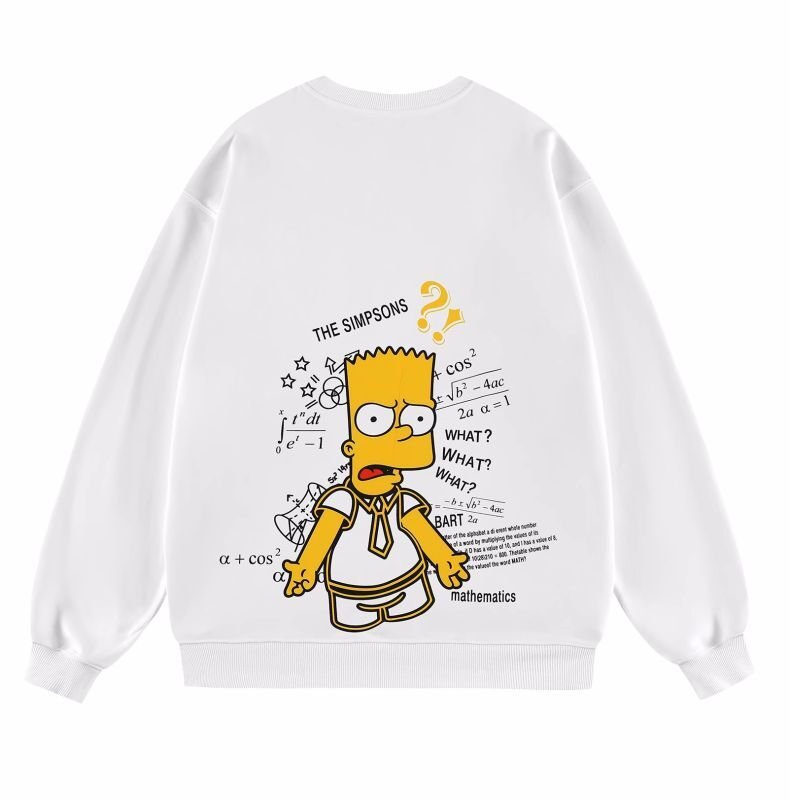 画像1:  Unisex The Simpsons Bart Simpson WHAT printed long sleeve sweatshirts  男女兼用  ユニセックス シンプソンズバートシンプソンWHAT プリント長袖スウェット  トレーナー (1)