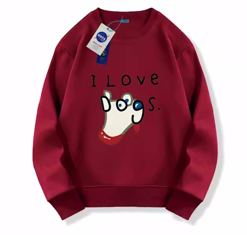 画像6:  Unisex puppy print printed long sleeve sweatshirts  男女兼用  ユニセックスパピー子犬プリント長袖スウェット  トレーナー (6)