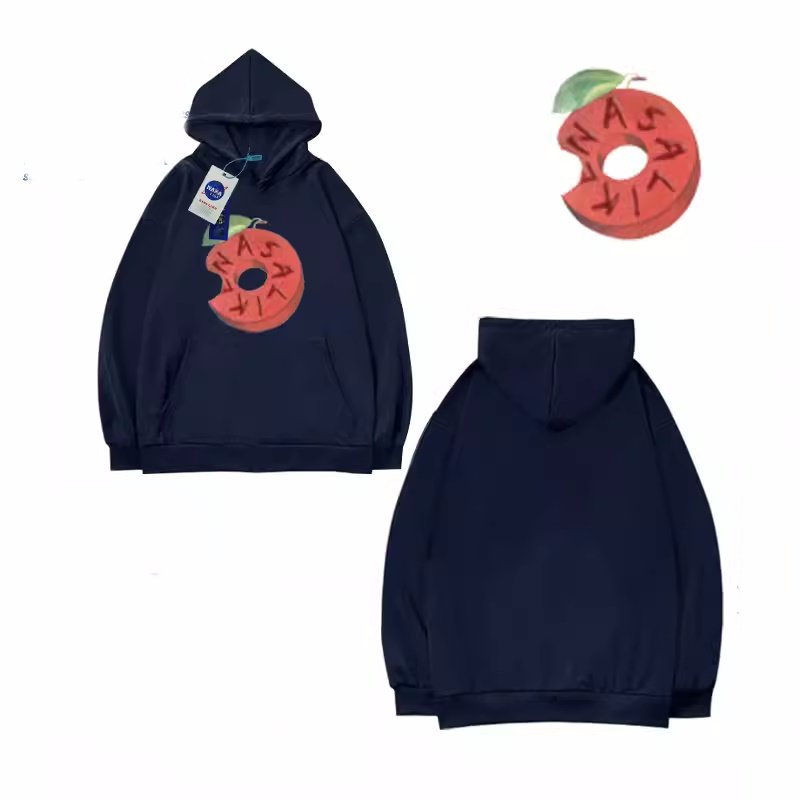 画像3: NASA x Biting Half-eaten Cherry print Long Sleeve hoodie sweatshirt 　ユニセックス男女兼用 NASAナサ×齧りかけのチェリーフーディパーカースウェット  トレーナー (3)
