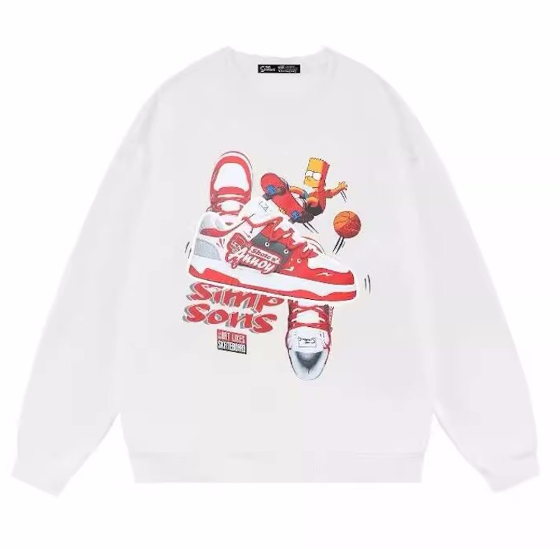 画像3:  Unisex The Simpsons Bart Simpson Skateboard ×Sneaker print long sleeve sweatshirts  男女兼用  ユニセックス シンプソンズスケートボードバートシンプソン×スニーカープリント長袖スウェット  トレーナー (3)