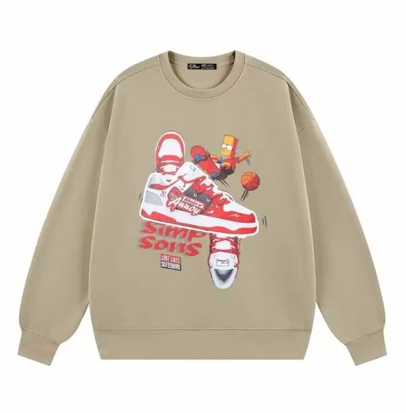 画像1:  Unisex The Simpsons Bart Simpson Skateboard ×Sneaker print long sleeve sweatshirts  男女兼用  ユニセックス シンプソンズスケートボードバートシンプソン×スニーカープリント長袖スウェット  トレーナー (1)